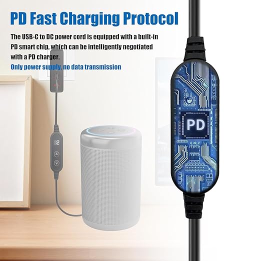 100W USB C to DC Charger Barrel PD Trigger Cable with 8 DC Conversion Heads and LED Display Screen DC 5V/9V/12V/15V/20V to DC Adapter Cable for Netbook Tablets Led Light Routers (3.9ft)