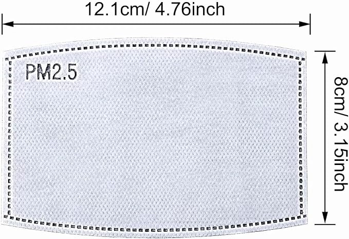 100 Pcs Activated Carbon PM2.5 Mask Filter Paper 5 Layers Replacement PM 2.5