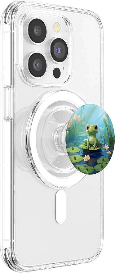 Happy Green Frog on Lily Pad PopSockets Adhesive PopGrip