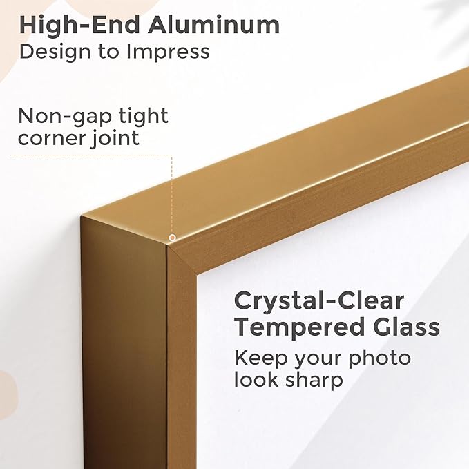 12x16 Metal Picture Frame For Wall With Mat For 9x12, 12''x16'' Aluminum Certificate Document Frames With Tempered Glass, Minimalist Modern Poster Frame Horizontally And Vertically, Bronze
