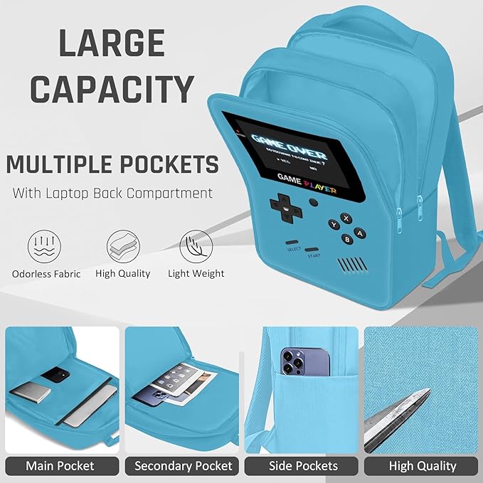 School Backpack for Boys,3pcs Gamer Boys Backpack with Lunch Box Set for Kids Children Teens Elementary Middle School,17" Large Capacity Student Bookbag & Multifunctional Video Game Travel Bag