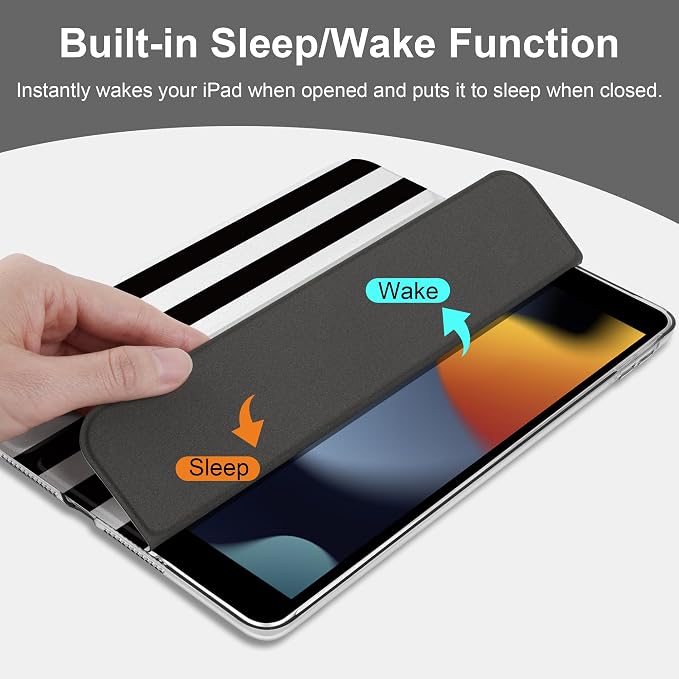 Compatible with iPad 10.2 Inch Case 2021 2020 2019 Smart Lightweight Trifold Stand Hard Plastic Transparent Cover Support Auto Sleep/Wake for iPad 10.2 9th/8th/7th Gen - Bear &amp Cherry