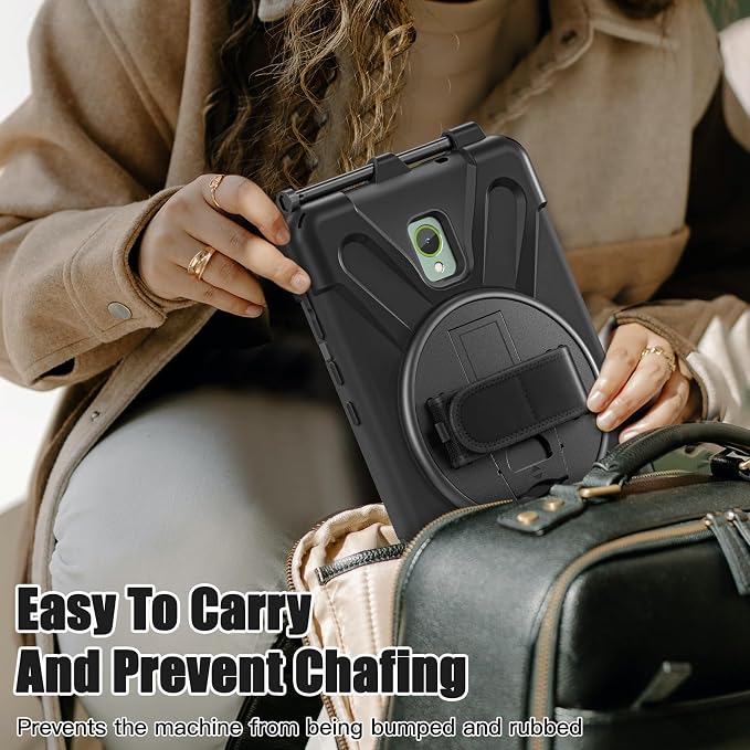 Samsung Galaxy Tab Active5/Active 3 8.0 Case with 360 Stand Handle Hand Strap &amp Shoulder Strap for Galaxy Tab Active5 8 2024 X300/X307 Active3 8 2020 T570/T575/T577 (Black)