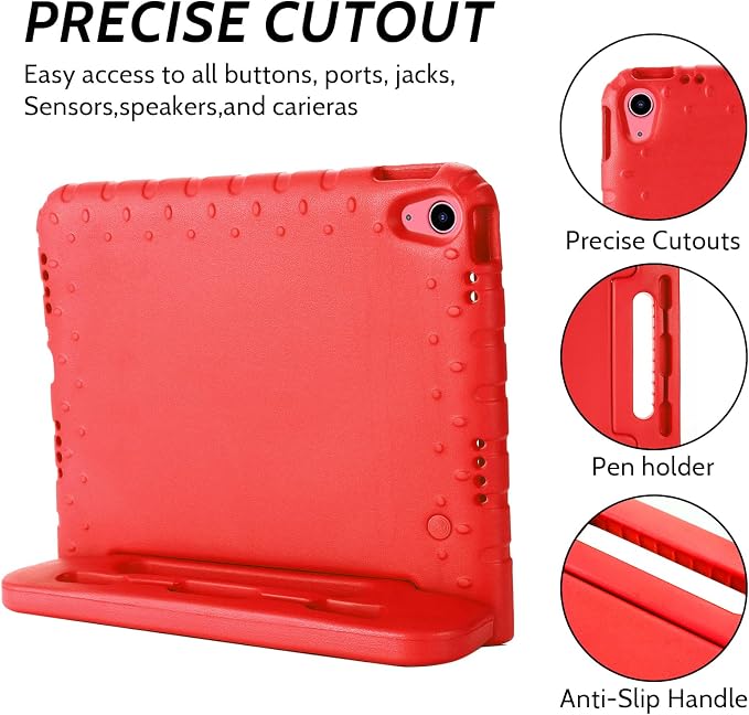 Dteck Kids Case for iPad 10.2 - Shockproof Rugged EVA Handle Stand Child Proof Case for iPad 9/8/7 Generation Black