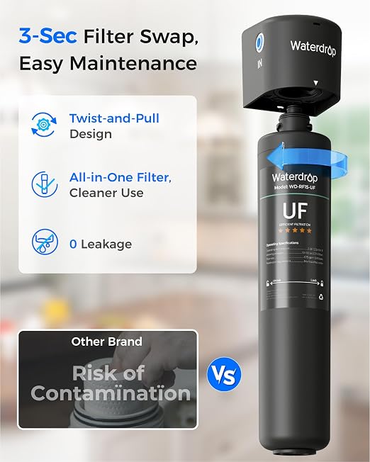 Waterdrop 15UA-UF 0.01 μm Ultra Filtration Under Sink Water Filter System