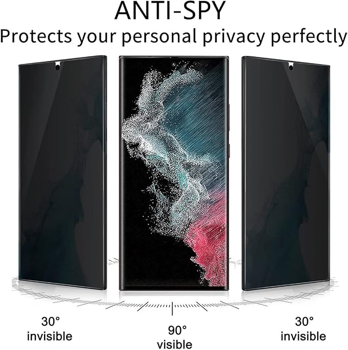 [2-Pack] Privacy Screen Protector for Samsung Galaxy S22 Ultra 5G Anti-Spy 3D Curve Edge 9H Hardness Tempered Glass Screen Protectors for Samsung Galaxy S22 Ultra (6.8)