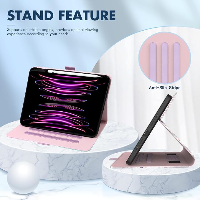 Dteck for iPad A16/10th Generation 10.9 Inch 2022 Case with Pencil HolderPremium PU Leather Folio Multiple Viewing Angles Stand Cover Auto Wake/Sleep Protective Tablet Cases for Women MenBookshelf