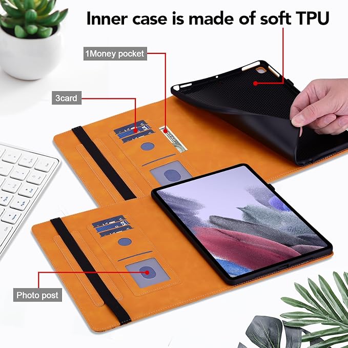 Case for Samsung Galaxy Tab A11 Plus/ A9 Plus 11 Inch PU Leather Multi-Angle Viewing Protective Cover with Card Slots - Blue