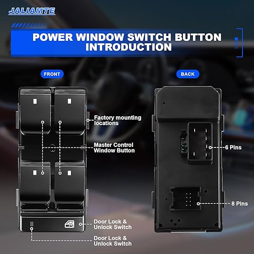 JALIAMTE 20945129 Master Power Window Switch Driver Side, Window Control Switch Button Compatible with Chevrolet HHR Traverse Silverado GMC Yukon Sierra Buick Enclave Replaces# 25789692 25951963