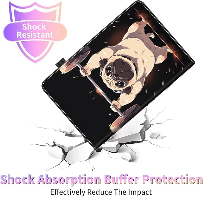 Case for All-New Amazon Kindle Fire HD 8 &amp 8 Plus Tablet (12th Generation/10th Generation 2022/2020 Release) 8 Durable Shockproof Protective Cover，Pug Weightlifting