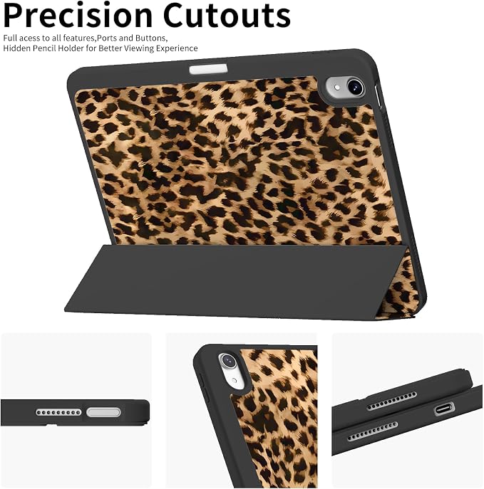 Case for iPad 11th Generation A16 Chip (2025) iPad 10th Generation Case 10.9-inch (2022) Trifold Stable Stand Protective Soft TPU Back Cover with Pencil Holder Black
