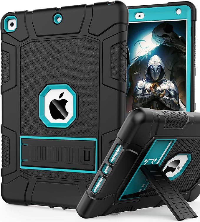 Rantice iPad 9th Generation Case, iPad 8th Generation Case, iPad 7th Generation Case, Hybrid Shockproof Rugged Drop Protection Cover with Kickstand for iPad 10.2'' 2021/2020/2019 (Black + Dark Blue)