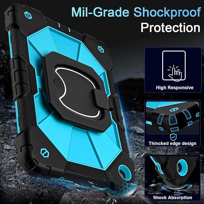Auizotl Case for Samsung Galaxy Tab A11+/A9+ Plus 11 Inch with Screen Protector/Rotating Stand/Pen HolderMilitary Grade Shockproof Cover for Galaxy Tab A11 Plus /A9 Plus CasesBlack