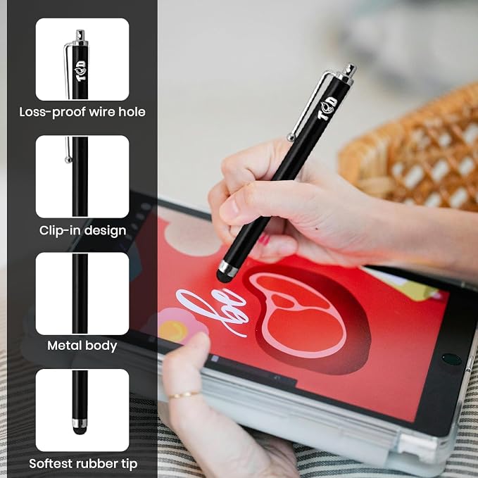TCD 100 Pack Stylus Pen for iPad High Precision Universal Capacitive Bulk Digital Stylus Pen – Compatible w/iPhone Tablet Touchscreen Laptop – Rubber Tip Black Styluses for All Touch Screen Devices