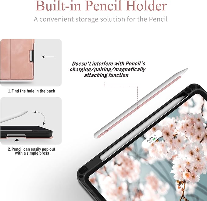 Antbox Case for iPad Air 11-inch M4/M3/M2 (2026/2025/2024) iPad Air 5th/4th Generation 10.9'' Vegan Leather with Pencil Holder Typing Angle Auto Sleep/Wake Muti-Stand