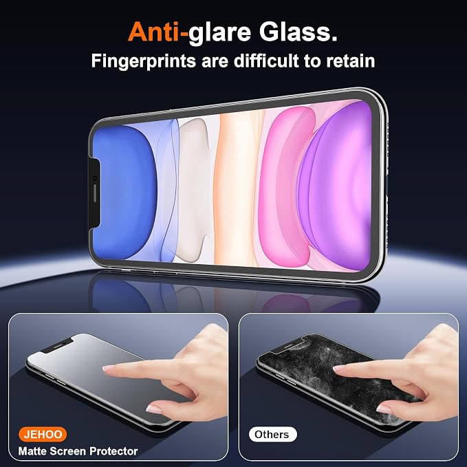[2 Pack] Matte Privacy Glass Screen Protector Designed for iPhone 11 / iPhone XR Anti-Glare Anti-Fingerprint Install Frame 9H Tempered Glass