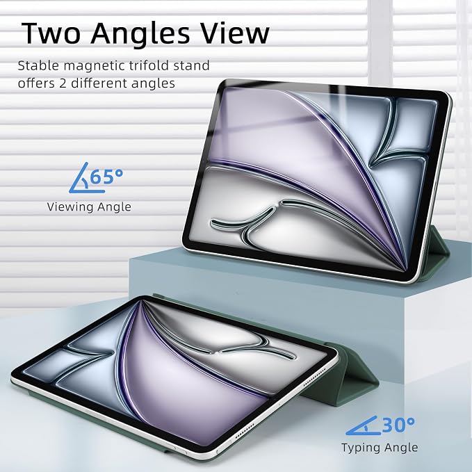 for iPad Air 13 inch M4/M3/M2 Case (2026/2025/2024Model A3268/A3269/A3271) Auto Sleep/Wake and Magnetic Closure Slim Trifold Stand Case PU Leather Cover Support Apple Pencil Pro Black