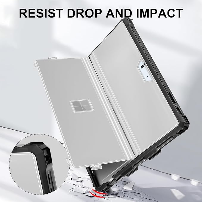 Case for 12.3 Microsoft Surface Pro 7+/7/6/5/4 Protective Rugged Cover Case with Surface Pen Holder and Hand Strap Compatible with Surface Pro Type Cover Keyboard (Black)