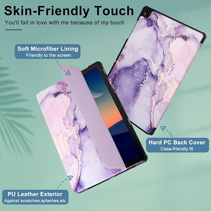 Caweet Case for Samsung Galaxy Tab A9+ / A9 Plus 11 Inch 2023 Ultra Slim Lightweight Hard Back Shell Tri-Fold Stand Cover with Atuo Sleep/Wake Almond Blossom