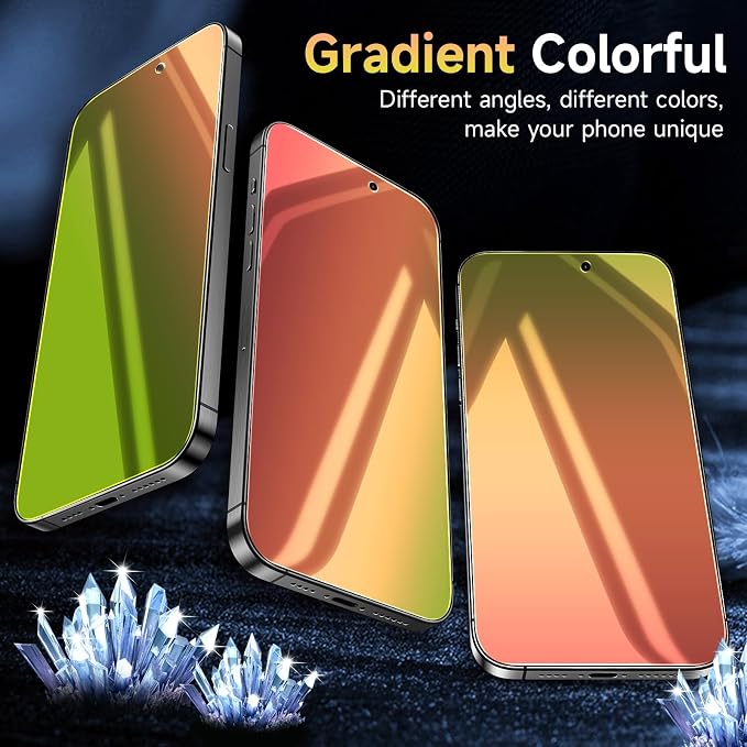 (2 Pack Compatible with iPhone 14 Pro Max Privacy Screen Protector Mirror 25 Degree Anti Spy Anti-Blue Light Red to Green Gradient with Easy Installation Kit No Air Bubbles