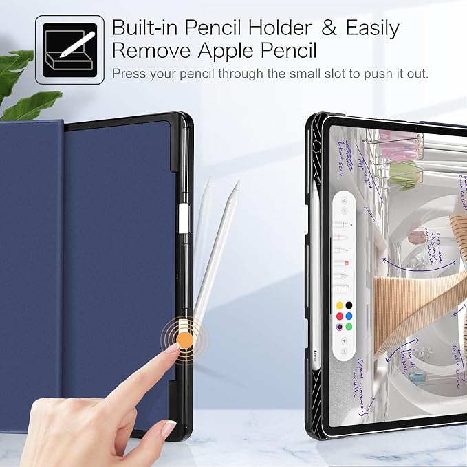 Fintie Multi-Angle Folio Case for iPad Pro 12.9 6th/5th/4th/3rd Generation | Multiple Viewing Angles Pencil Holder &amp Storage Pocket Drop Protection Pencil Charging Auto Sleep/Wake Blooming Hi