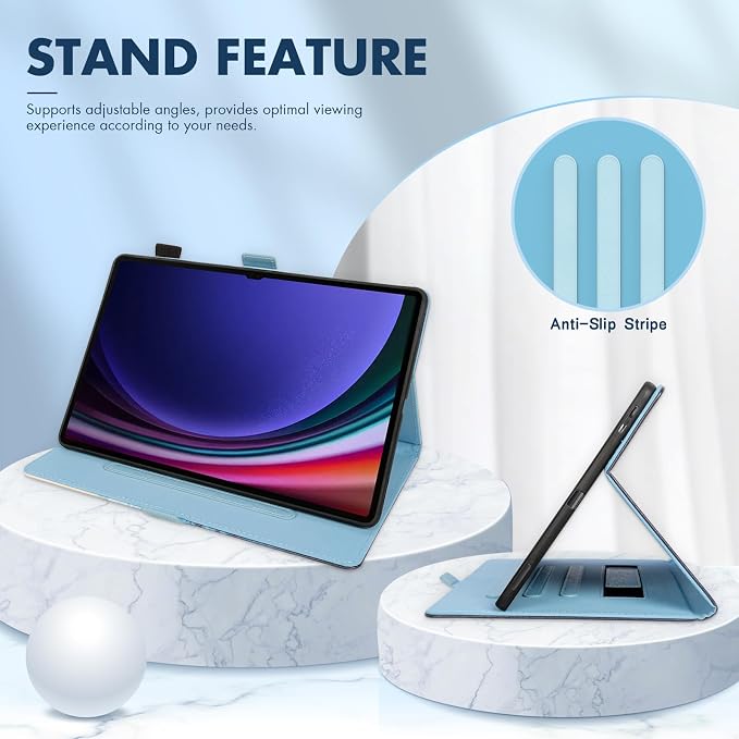 Dteck Wallet Case for Galaxy Tab S10+/S9+/S7 FE/S8+/S7 Plus 12.4 Tablet Premium PU Leather Folding Stand Auto Wake/Sleep Pen Holder Case with Hummingbirds