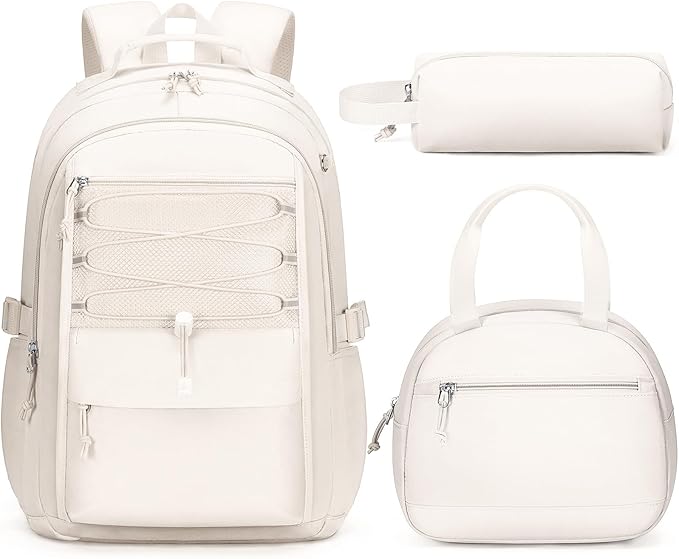 Fimibuke Kids Backpack for Girls, 3 PCS Waterproof Girls Backpack with Lunch Box & Pencil Case, Lightweight Bookbag Set for Kids Teen Girl Travel School Bag for Elementary Middle High School Students