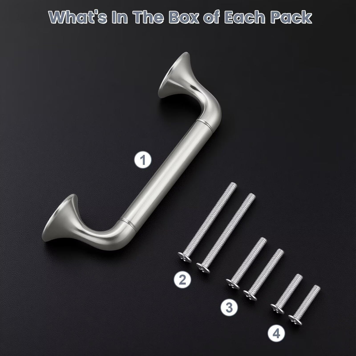 knobelite 5Pack Hole Centers 3inch/76mm Satin Nickel Kitchen Cabinet Handles Solid Zinc Alloy Brushed Nickel Cabinet Pulls Bow Handle for Home Furnitures Closet Cupboard and Drawer Total Length 98mm