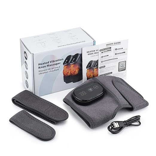NORTHERN BROTHERS Heated Knee Massager - Knee Massager with 3 Vibration Modes and 3 Heat Levels, Gifts for Women Men, Cordless Portable, Travel and Workout Relaxing