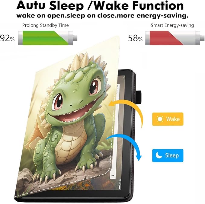 Case for Amazon Kindle Fire HD 10 Tablet 10.1 (9th/7th Generation 2019/2017 Release) - PU Leather Folio Case with Smart Auto Wake/Sleep African American Girl