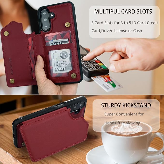 Wallet Case for Samsung Galaxy A17 5G 2025 RFID Blocking Card Holders| Kickstand | Shockproof TPU Shell | PU Leather | Magnetic Closure | Protective Flip Folio Cover | Black
