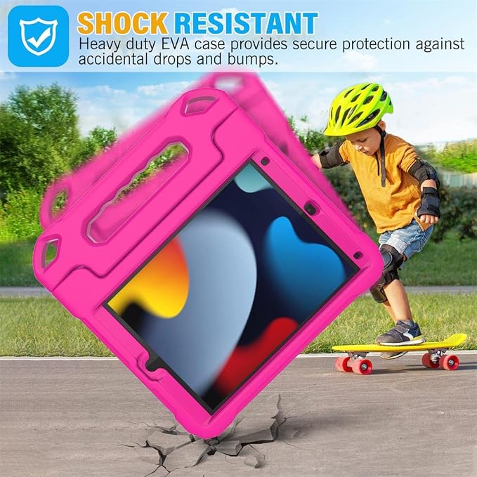 SUPLIK Kids Case for iPad 9th/8th/7th Generation -10.2 inch 2021/2020/2019 Built with Screen Protector Durable Shockproof Handle Stand Case for Apple iPad Gen 9/8/7 Black