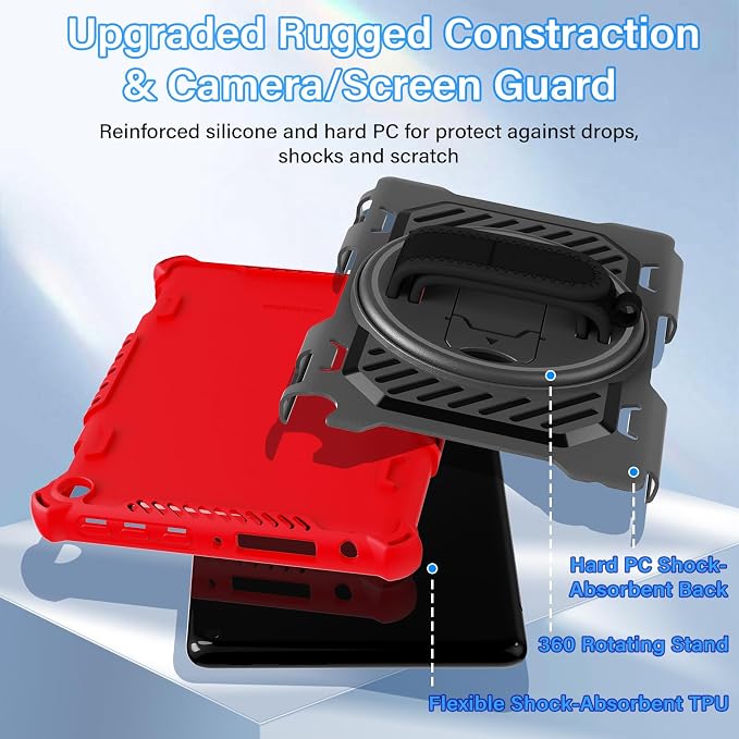 for Flre HD 8 &amp 8 Plus Case 12th/10th Generation (2024/2022/2020 Release) with 360 Kickstand Hand Strap for Kids