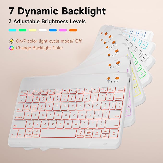 BLUTLOTUS Keyboard case for iPad 9th/8th/7th Generation 10.2 Inch - Backlit Wireless Detachable Folio Keyboard Cover with Pencil Holder for iPad 9th/8th/7th Gen Air 3rd Generation 10.5 Inch