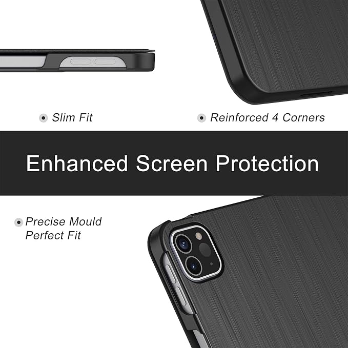 Soke Case for iPad Air 13 Inch (M3/M2) 2025/2024iPad Pro 12.9 2022 2021(6th 5th Generation) - [Slim Trifold Stand + Auto Wake/Sleep]Protective Hard PC Back Cover (Black)