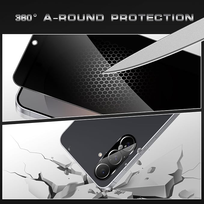4 Pack Nothing Phone (3a) Pro 5G Privacy Screen Protector 2 Pack Privacy Tempered Glass Film and 2 Pack Camera Lens Protector Anti-Spy Protection for Nothing Phone (3a) Pro 5G Screen Protector
