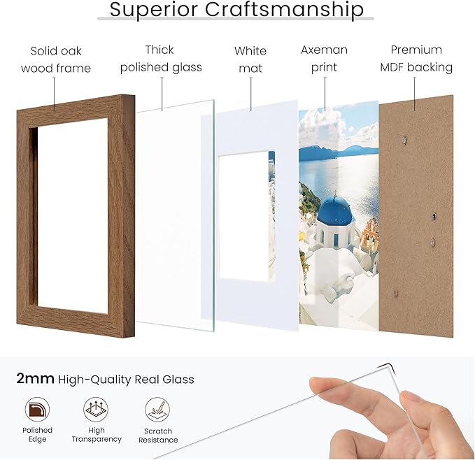 Axeman 17x23 Frame | Solid Oak Wood 13 x 19 Picture Frame With Mat To 17x23 | 23x17 Wood Poster Frame | Tempered Glass and Hanging Hardware Included Home Wall Decor Art Hanging Frame | Walnut