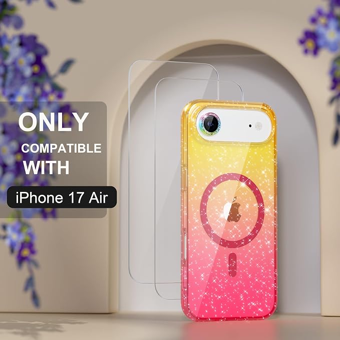 Choiche for iPhone 15 Pro Max Case Compatible with MagSafe Glitter Black | Women Girly Cute Glitter Sparkly Magnetic Phone Case with Diamond Camera Lens Protectors Military-Grade Drop Protection 6.7