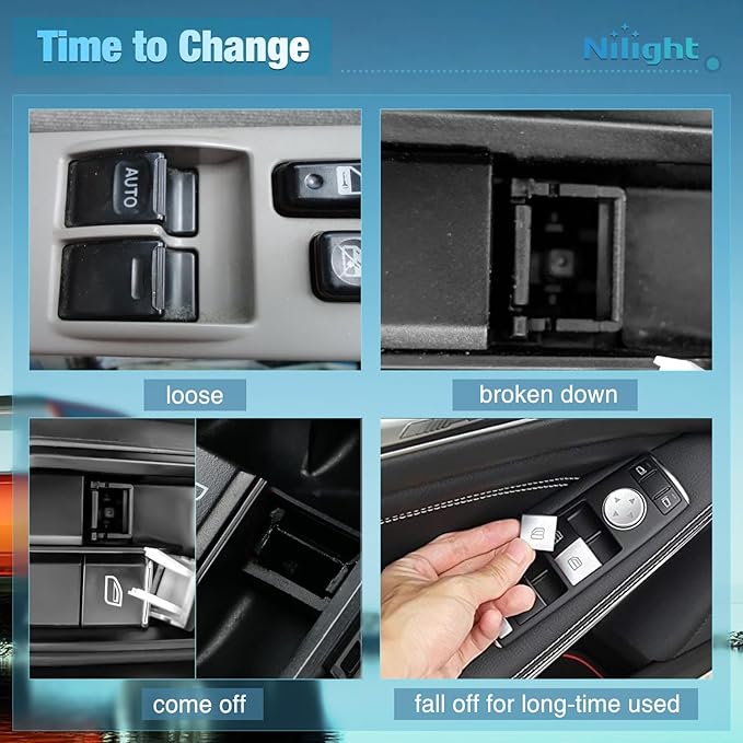 Nilight Power Master Window Switch Compatible with 2009 2010 2011 2012 Dodge Ram 1500 2500 3500 Front Left Driver Side Windows Control Replacement Set with Removal Tool