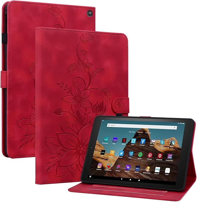 Case for All-New Amazon Fire HD 10 and 10 Plus Tablet (13th/11th Generation 2023/2021 Release) Magnetic Clasp Stand Leather Case with Pen Holder Blue
