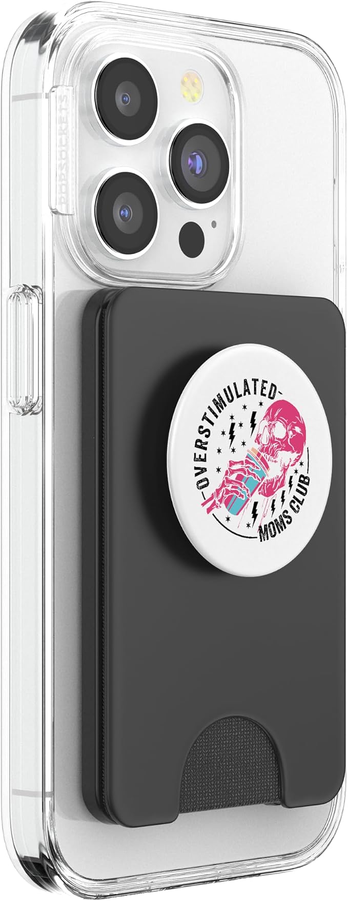 Funny Mom - Mommy Jokes - Family Vacation Trips Overstimulated Moms Club PopSocket Adhesive PopGrip for iPhone 11 in Black