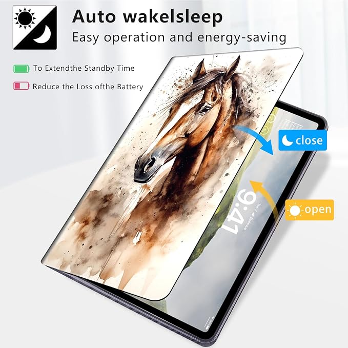Case for iPad Air 11-inch (M4 2026 / M3 2025 / M2 2024) iPad Air 5th/4th Gen (2022/2020) 10.9 Slim PU Leather Folio Stand &amp Auto Sleep/Wake Protective Smart Cover Tree Fluorescent