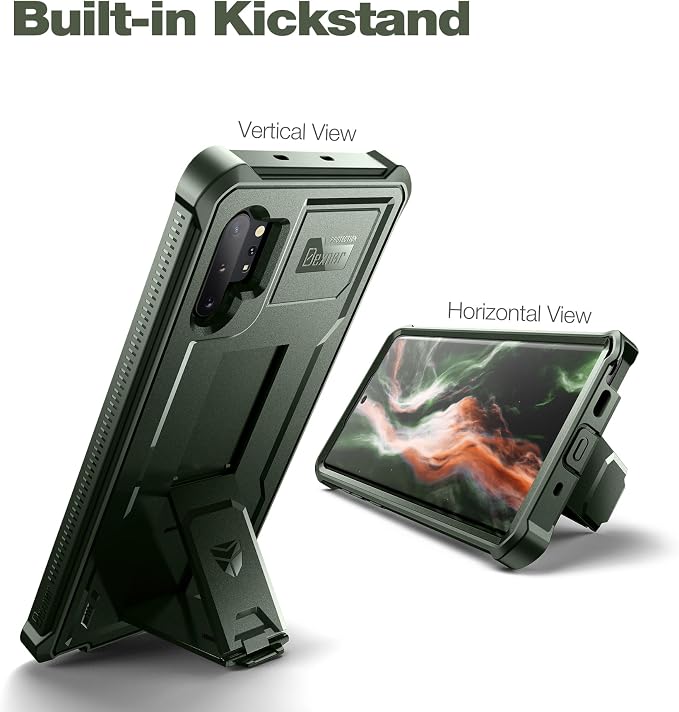 Dexnor for Samsung Galaxy Note 10+ Plus Case [Built in Screen Protector and Kickstand] Heavy Duty Military Grade Protection Shockproof Protective Cover for Samsung Galaxy Note 10 Plus (Army Green)