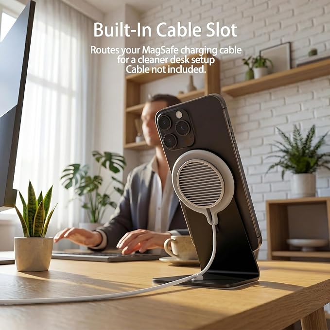 Aluminum Stand Compatible with Apple MagSafe Charger 15W /25W Desktop Charging Dock for iPhone 17/16/15/14/13/12 Portrait and Landscape Viewing Charger Not Included Grey