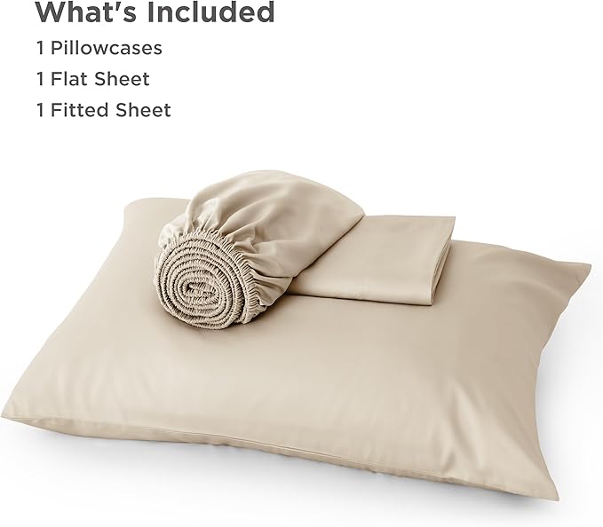 Bedsure Cooling Sheets Twin, Rayon Derived from Bamboo, Cooling Sheets, Breathable & Soft, Deep Pocket Up to 16 Inches, Hotel Luxury Silky Bedding for Hot Sleepers, Beige