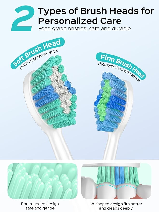 COSLUS Sonic Electric Toothbrush for Adults: 47000 VPM for Deep Cleaning & Whitening with Travel Case - 5 Modes for Sensitive Teeth & Braces, Wireless Charging, 6 Brush Heads, Pink & Green (2PCS)