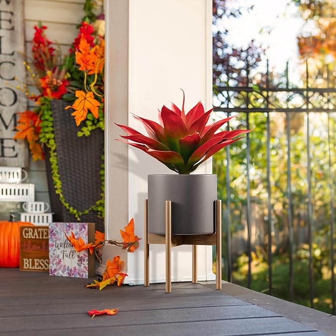 Velener Fall Fake Agave Artificial Plant, Red Fake Succulents Plant for Room Decor, Unpotted Faux Agave Stems Plant for Fall Outdoor/Indoor Decor, 18 inches, Set of 1