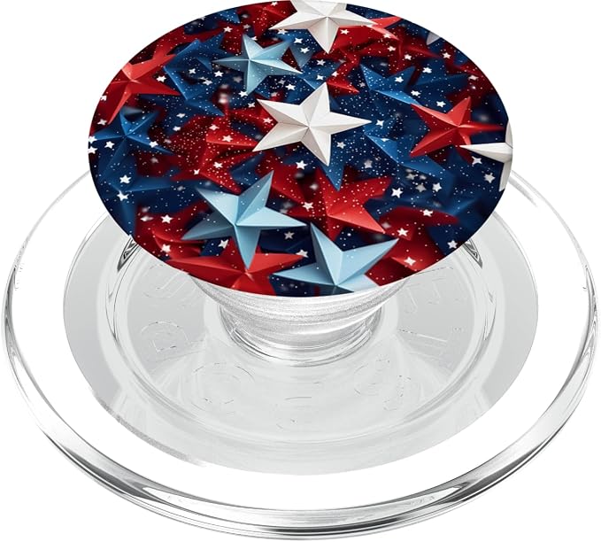 Blue Red White Stars Patriotic Pride American 4th Of July PopSockets Adhesive PopGrip