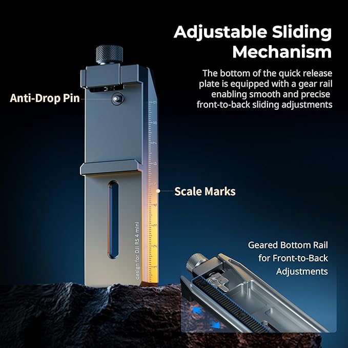 SMALLRIG 4.6'' Quick Release Plate Adapter for Arca-Swiss for DJI RS 4 Mini Gimbal, Anti-Drop Design and Quick Assembly - 5336