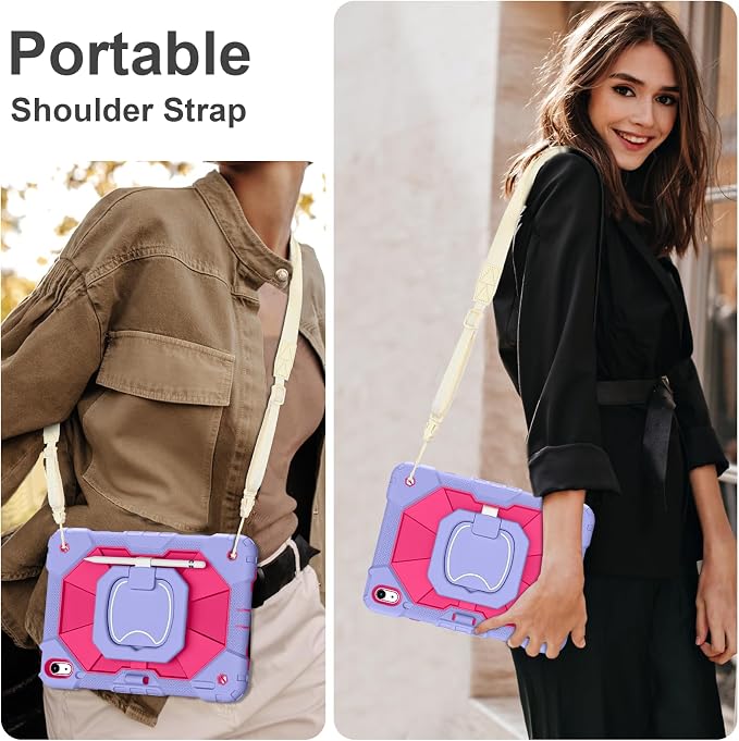Scnioy Case for iPad (A16) 11th Generation 11 Inch (2025) / iPad 10th Generation Case 10.9 Inch (2022) with 360° Rotating Stand Screen Protector Pen Holder Shoulder Strap Black
